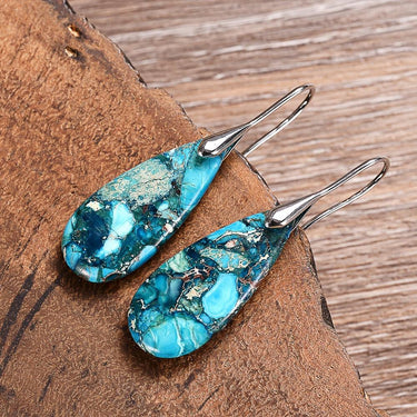 Spring Rain Regalite Stone Teardrop Earrings-Your Soul Place
